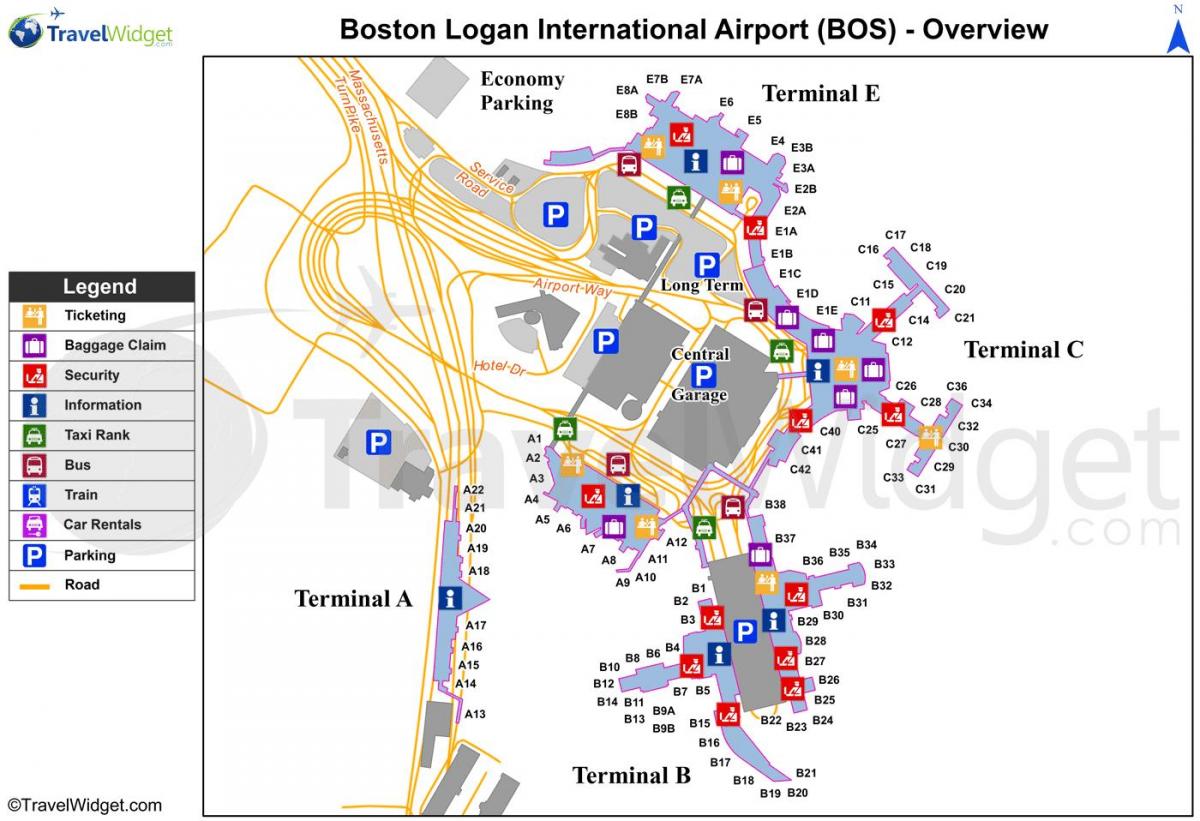 Logan terminal de aeroporto mapa