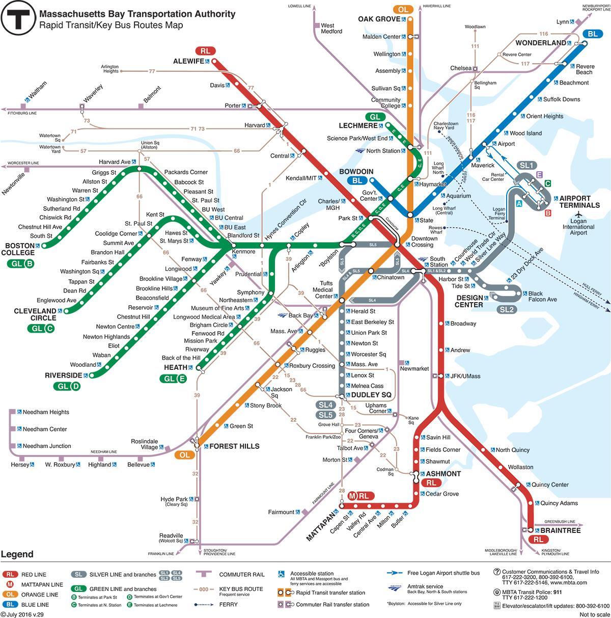 liña verde mapa Boston
