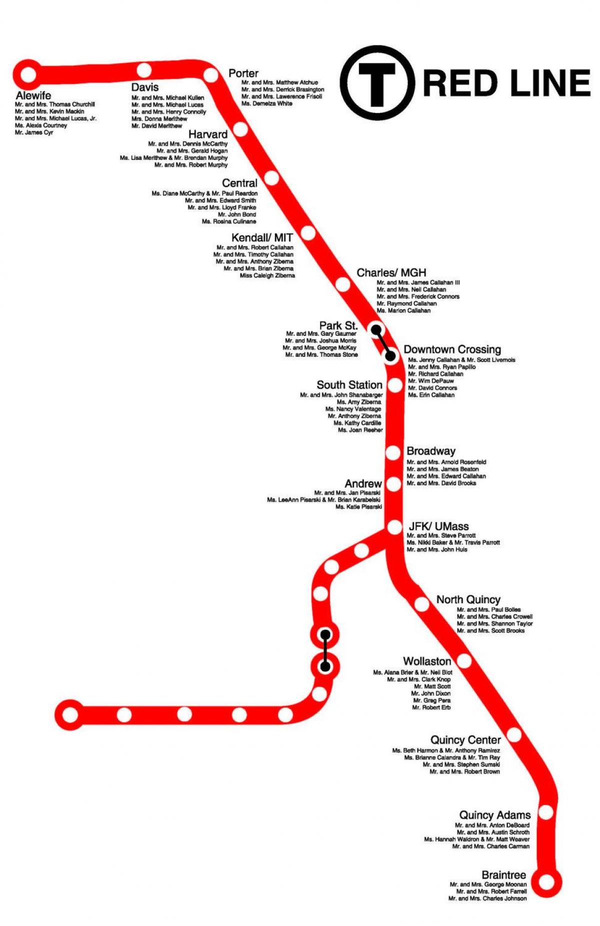 liña vermella Boston mapa