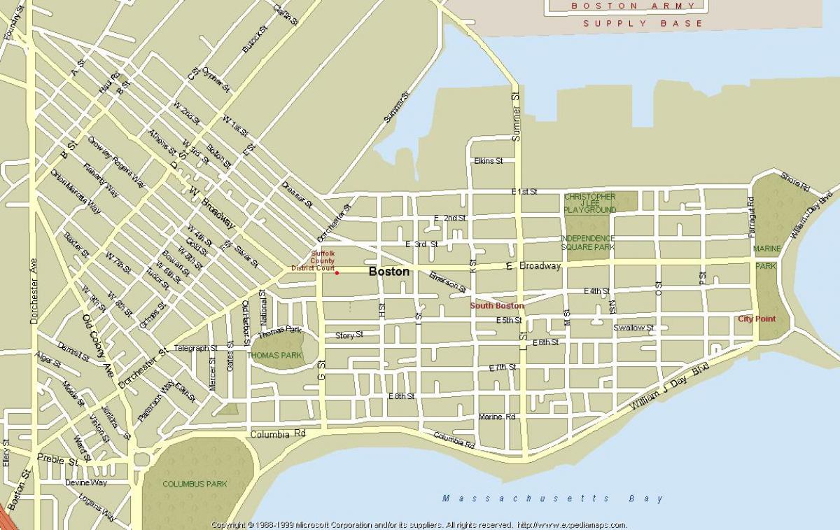 mapa do sur de Boston
