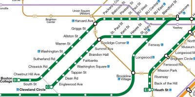 MBTA liña verde mapa