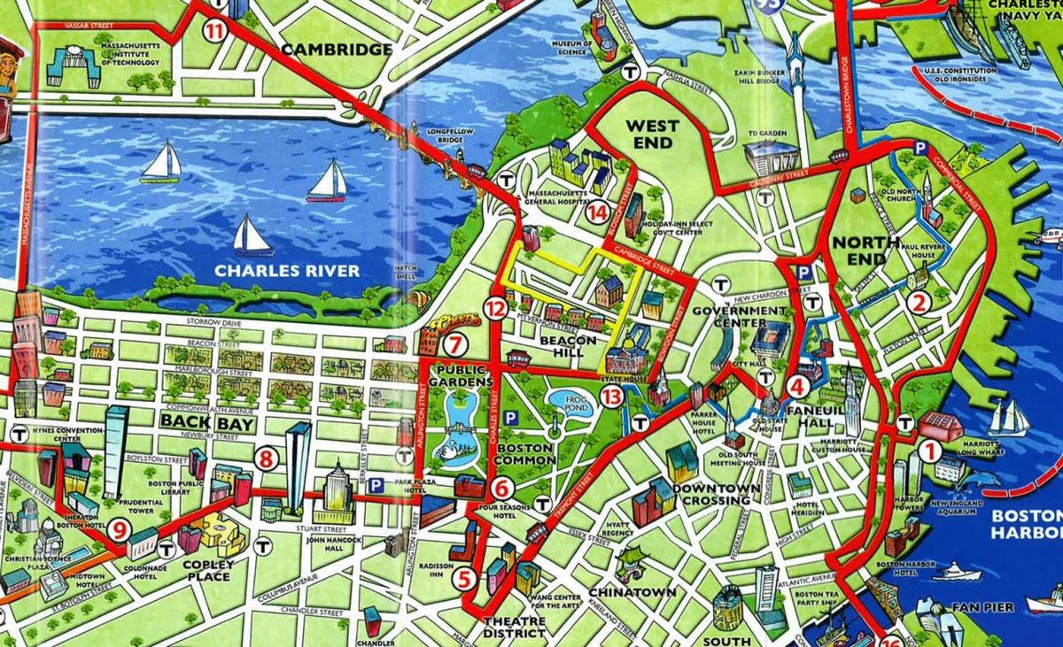 mapa de Boston atraccións