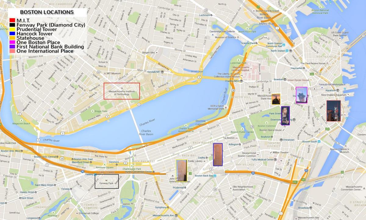 mapa do centro de Boston