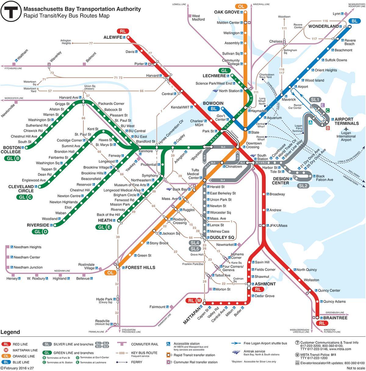 MBTA mapa liña vermella