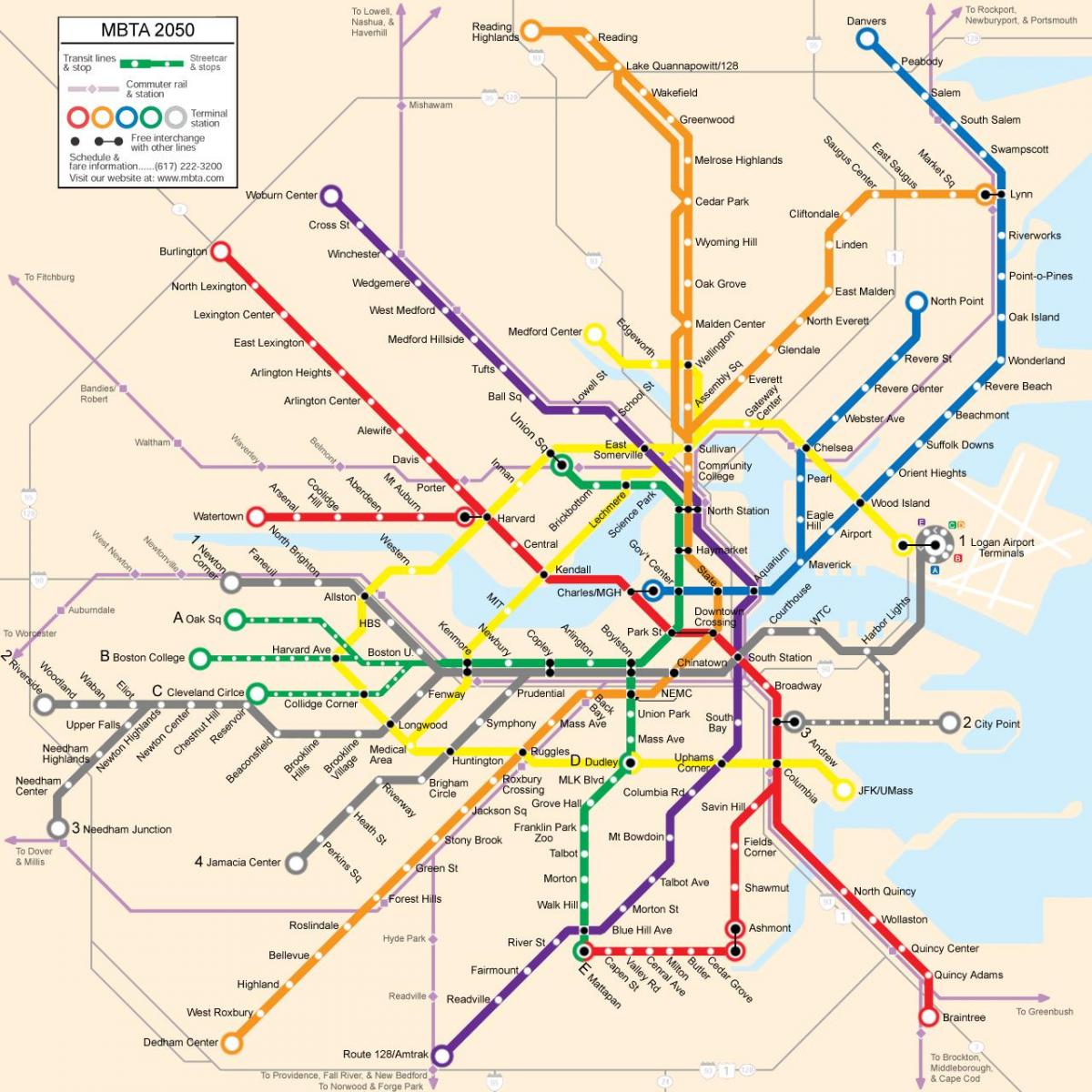 Boston transporte público mapa