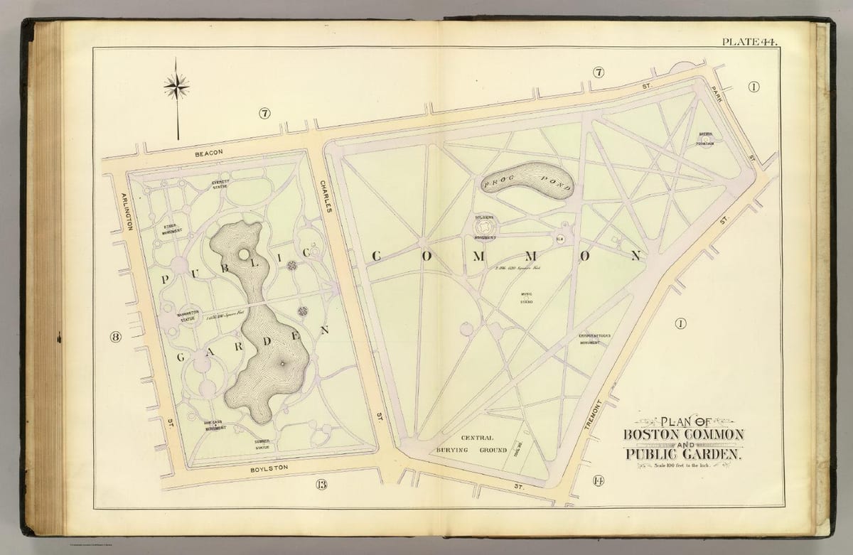 mapa de Boston xardín público