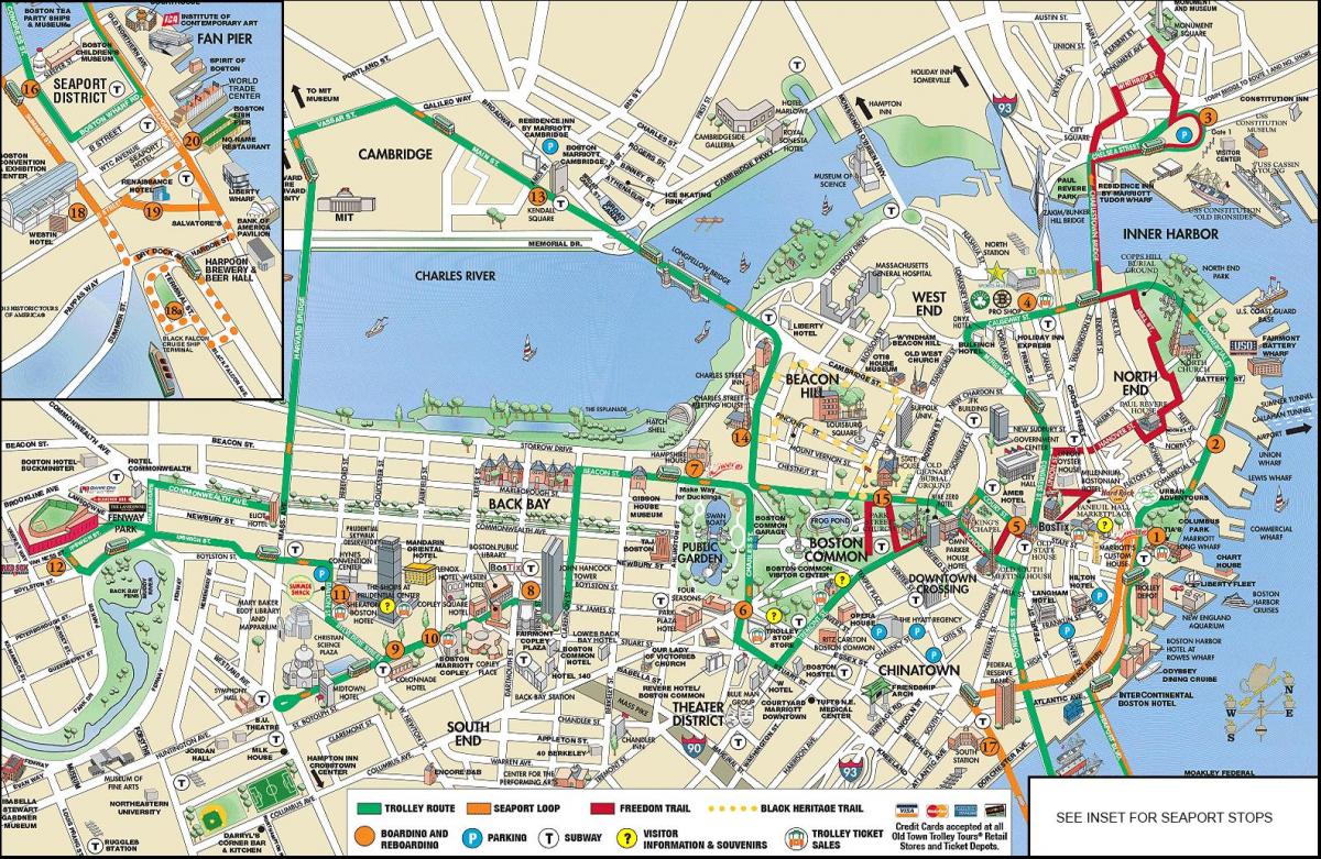 Boston hop on hop off tranvía turístico mapa