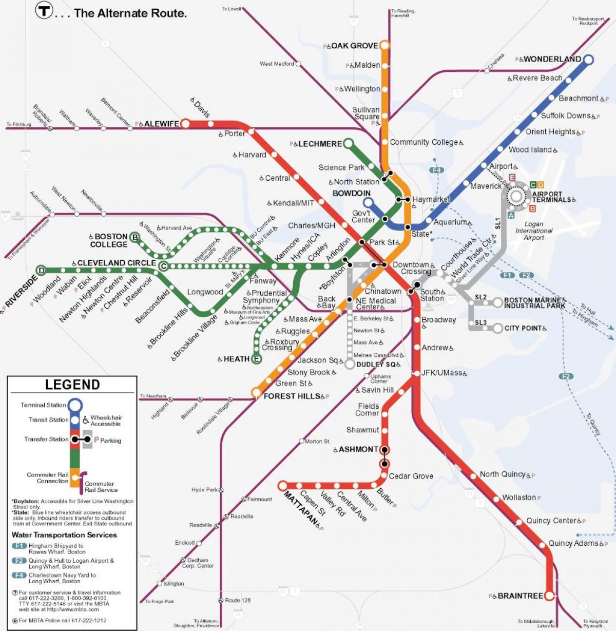 laranxa liña Boston mapa