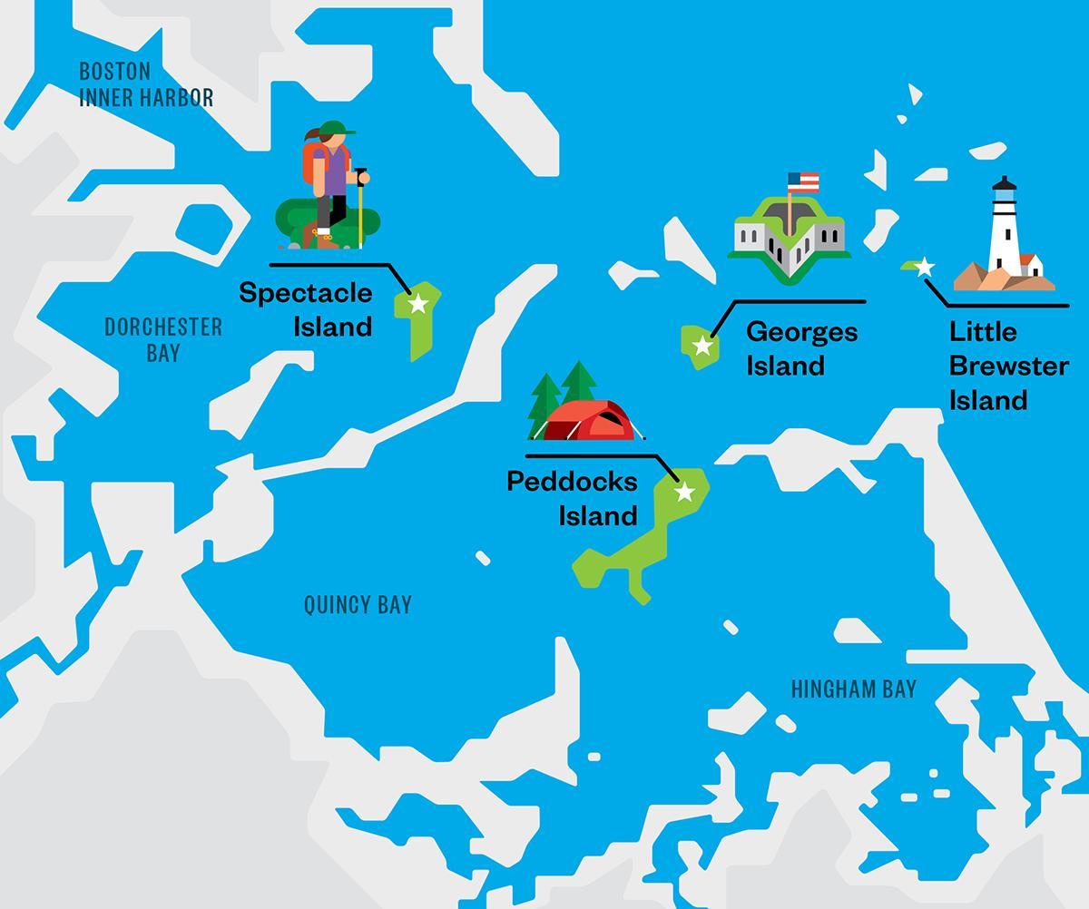 mapa de porto de Boston illas