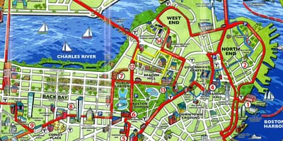 Mapa de Boston atraccións