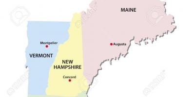 Mapa de estados de Nova Inglaterra