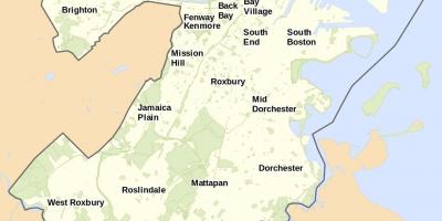 Mapa de Boston e área circundante